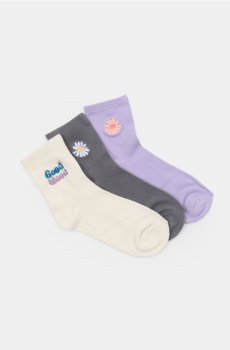 Довгі шкарпетки з вишивкою 3 pack - різнобарвний