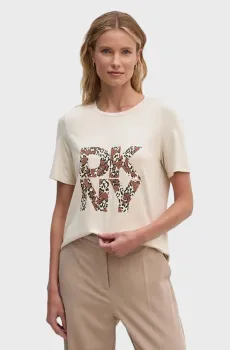 Женская бежевая футболка Бежевый M DKNY D2G4A174