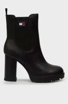 Женские черные кожаные ботильоны HEEL BOOT Черный 40 Tommy Jeans EN0EN02831