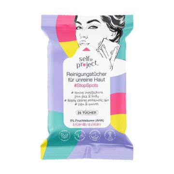 Салфетки для снятия макияжа Selfie Project StopSpots Acne Cleansing Wipes для проблемной кожи, 25 шт