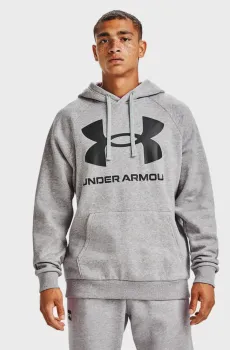 Мужское серое худи UA Rival Fleece Big Logo HD Серый S Under Armour 1357093-011