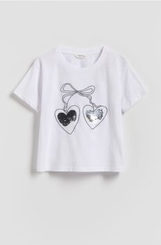 Reserved - Футболка з аплікацією з паєток - кремовий - 493FT-01X