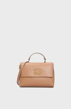 Женская рыжая кожа сумка K/AUTOGRAPH TOP HANDLE CB Рыжий ONESIZE Karl Lagerfeld A1W30170