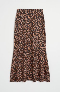 Міді спідниця з розширеним подолом в леопардовий принт - коричневий