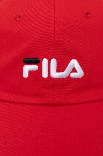 Хлопковая кепка Fila цвет красный с аппликацией Хлопковая кепка Fila цвет красный с аппликацией
