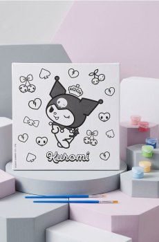 Набір для малювання на полотні з фарбами та пензлем 8 pack Kuromi - різнобарвний