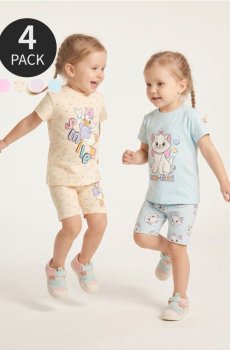 Бавовняні футболки з принтом 4 pack Disney - рожевий