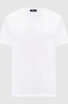 Белая футболка с вышивкой логотипа