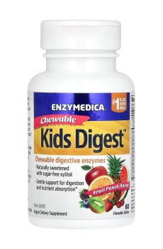 Пищеварительные ферменты для детей Enzymedica Kids Digest с фруктовым вкусом, 60 жевательных таблеток