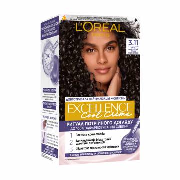 Крем-краска для волос LOreal Paris Excellence Creme с тройным уходом, 3.11 Ультра пепельный темно-каштановый, 192 мл Крем-краска для волос LOreal Paris Excellence Creme с тройным уходом, 3.11 Ультра пепельный темно-каштановый, 192 мл