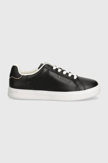 Кожаные кроссовки Tommy Hilfiger ESSENTIAL COURT SNEAKER цвет чёрный FW0FW08000 Кожаные кроссовки Tommy Hilfiger ESSENTIAL COURT SNEAKER цвет чёрный FW0FW08000