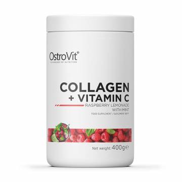Коллаген с витамином C OstroVit Collagen + Vitamin C со вкусом малинового лимонада с мятой, в порошке, 400 г