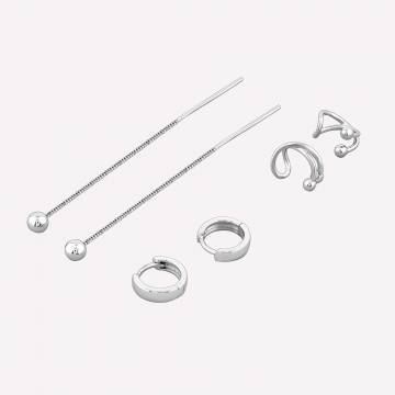 Серебряные серьги Minimal В-25Бандл Эффектность Серебряные серьги Minimal В-25Бандл Эффектность