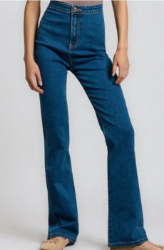 Джинси-кльош з високою талією - темно-синій