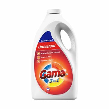 Гель для стирки Gama Unsversal 3 в 1, 100 стирок, 4.5 л Гель для стирки Gama Unsversal 3 в 1, 100 стирок, 4.5 л