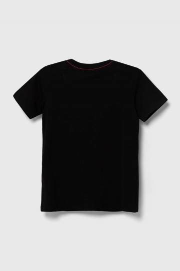 Детская хлопковая футболка Guess цвет чёрный с принтом Детская хлопковая футболка Guess цвет чёрный с принтом