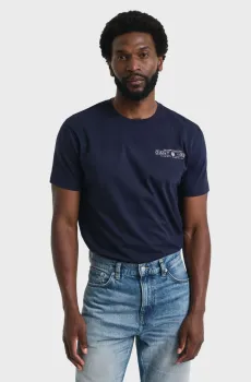 Мужская темно-синяя футболка PRINTED GRAPHIC SS T-SHIRT Синий XXL Gant 2044017