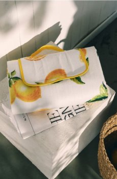 Пікніковий плед з мотивом лимонів - жовтий