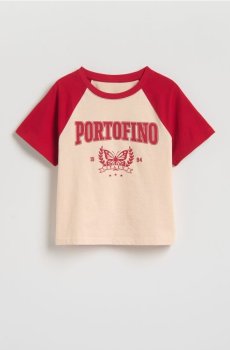 Reserved - Футболка з контрастними рукавами - бежевий - 993HT-08X