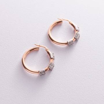 Золотые серьги - кольца с фианитами с05310 Золотые серьги - кольца с фианитами с05310