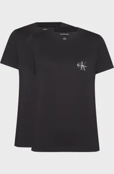 Женская черная футболка (2 шт) MONOLOGO Черный S Calvin Klein Jeans LV047C905G