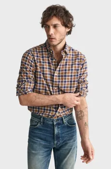 Мужская рубашка в клетку REG LIGHT TWILL CHECK SHIRT Разноцветный S Gant 3240194