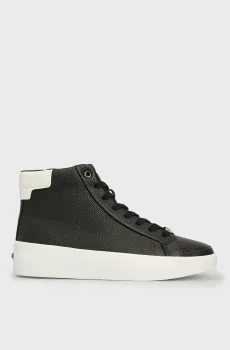Женские черные кожаные кроссовки VULC HIGH TOP LTH Черный 37 Calvin Klein HW0HW02213