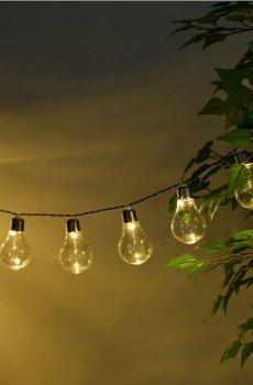 Садові сонячні LED ліхтарі у формі лампочок - білий