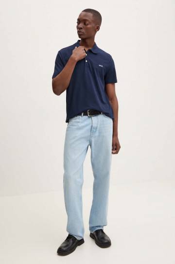 Хлопковое поло A.P.C. polo standard GOTS цвет синий однотонное COGWZ.H26342 Хлопковое поло A.P.C. polo standard GOTS цвет синий однотонное COGWZ.H26342
