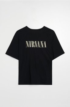 Бавовняна футболка з принтом на спині Nirvana - чорний
