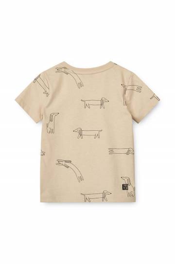Детская хлопковая футболка Liewood Apia Baby Printed Shortsleeve T-shirt цвет бежевый узорная Детская хлопковая футболка Liewood Apia Baby Printed Shortsleeve T-shirt цвет бежевый узорная