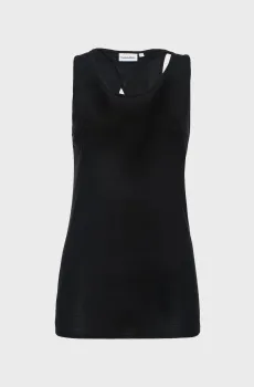 Женский черный топ SHEER CREPE JERSEY CUT OUT TANK Черный XS Calvin Klein K20K205312