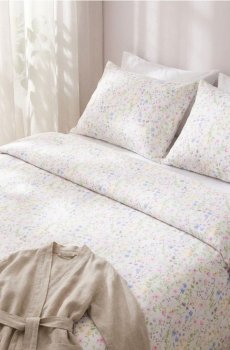 Комплект бавовняної постільної білизни з квітами - різнобарвний