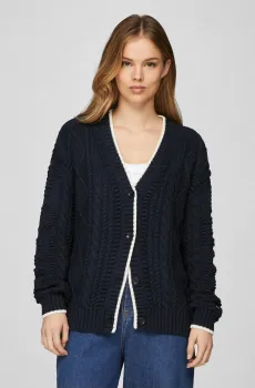 Женский темно-синий кардиган TJW BUBBLE CABLE FLAG Синий S Tommy Jeans DW0DW18521