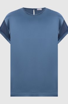 Синий топ из шелка прямого кроя