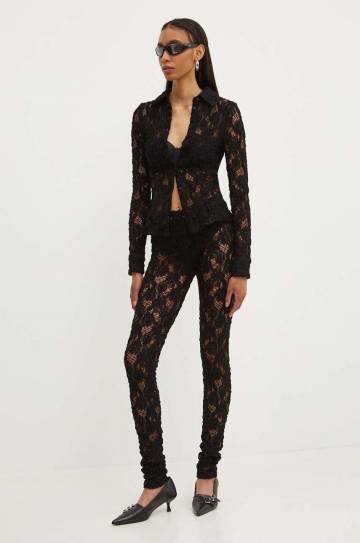 Рубашка MSGM женская цвет чёрный slim классический воротник 3741MDE06.247624 Рубашка MSGM женская цвет чёрный slim классический воротник 3741MDE06.247624