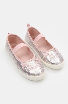 Блискучі балетки з мотивом кота - пильно-рожевий