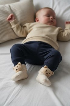 Ребристі шкарпетки з 3D елементами - бежевий