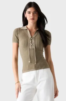 Женское оливковое поло в полоску Оливковый L Guess W6GR09.Z0590;SM24