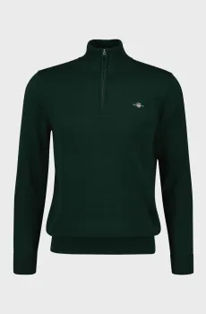 Мужская темно-зеленая кофта CLASSIC COTTON HALF ZIP Зеленый 3XL Gant 8030564