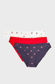 Женские трусики-слипы (3 шт) JOHNNIE Разноцветный S Etam 6554235