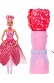 Детский набор-сюрприз Barbie Petal Pop Красная роза, с куклой, от 3 лет, 4 детали (JMF59)