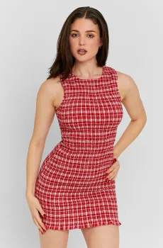 Женское красное платье в клетку Красный XS Tally Weijl SDRCOMOTIS