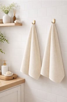 Однотонні бавовняні рушники 2 pack - бежевий