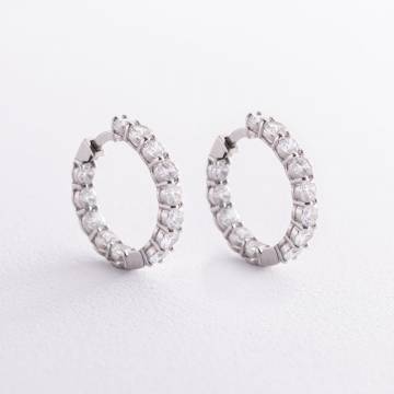 Серебряные серьги - кольца с фианитами 4762 Серебряные серьги - кольца с фианитами 4762