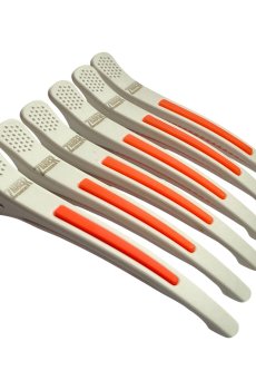 Парикмахерский зажим для волос Zauber-manicure пластиковый, белый с оранжевым, 6 шт (06-097C-6)