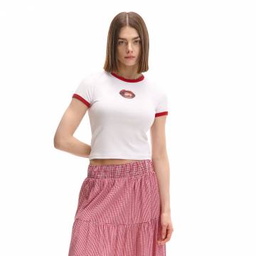 Cropp - Біла футболка з принтом - білий Cropp - Біла футболка з принтом - білий