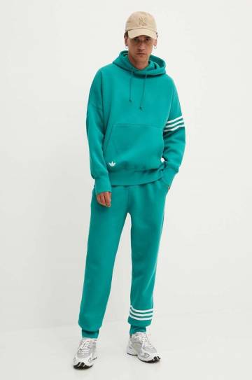 Кофта adidas Originals мужская цвет бирюзовый с капюшоном с аппликацией JF9142 Кофта adidas Originals мужская цвет бирюзовый с капюшоном с аппликацией JF9142