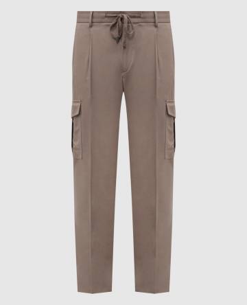 Бежевые штаны карго из шерсти