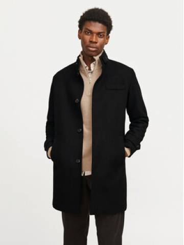 Jack&Jones Вовняне пальто Melton 12258672 Чорний Regular Fit Jack&Jones Вовняне пальто Melton 12258672 Чорний Regular Fit